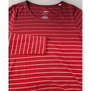 Sonoma T-Shirt Womens L Red Ombre Stripe Long Sleeve Pullover
